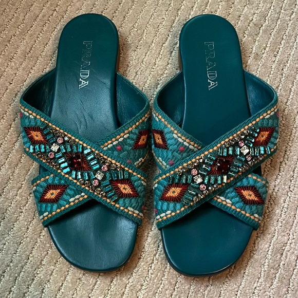 Prada Teal Sandals - Picture 1 of 3